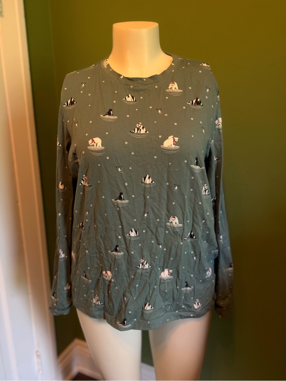 Smash + Tess Slate Green Polar Bear Print Long-Sleeve Tee